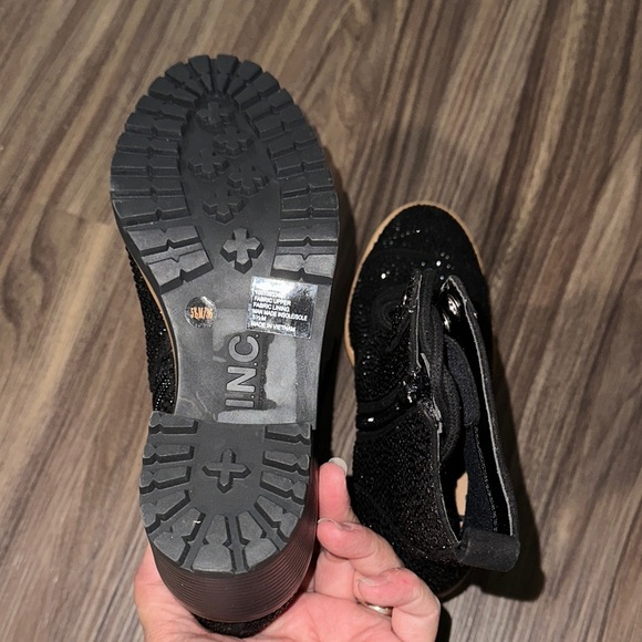 INC International Concepts Black Sparkle Lace-Up Boots - Picture 6 of 6